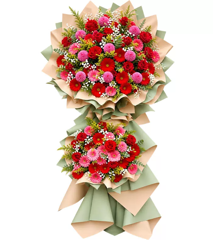 Kệ hoa hồng đỏ hai tầng