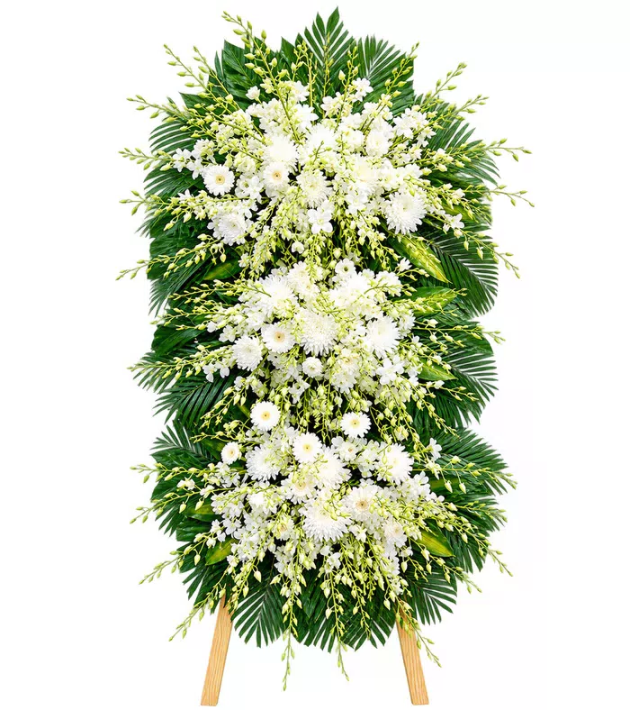 Kệ hoa viếng trắng xanh