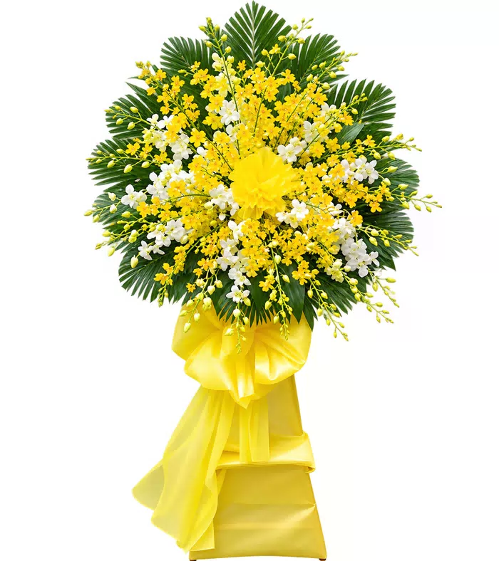 Kệ hoa viếng vàng trắng