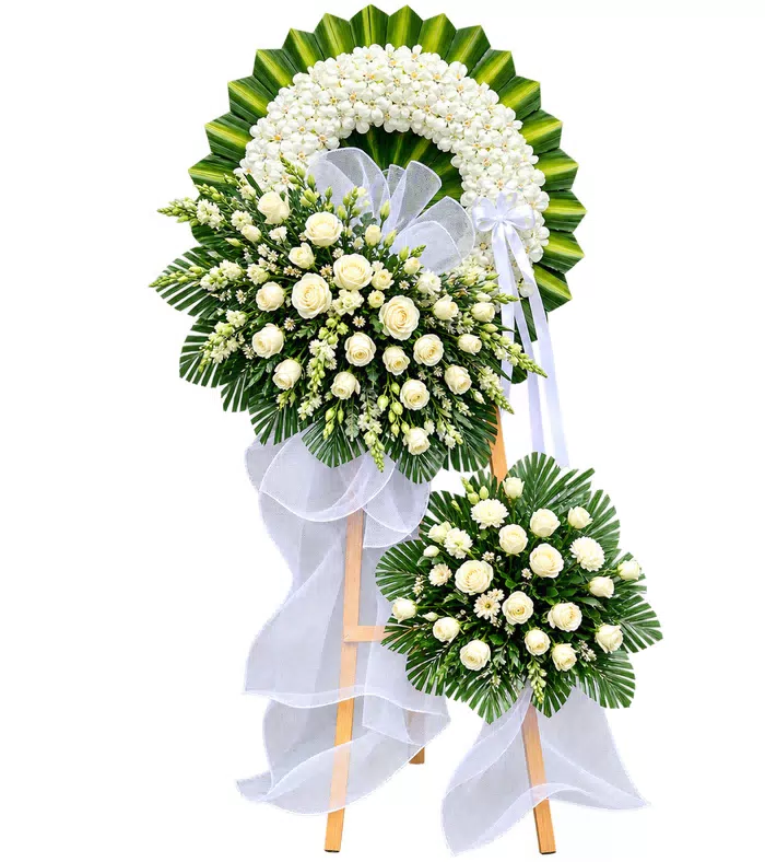 Kệ hoa viếng hồng trắng