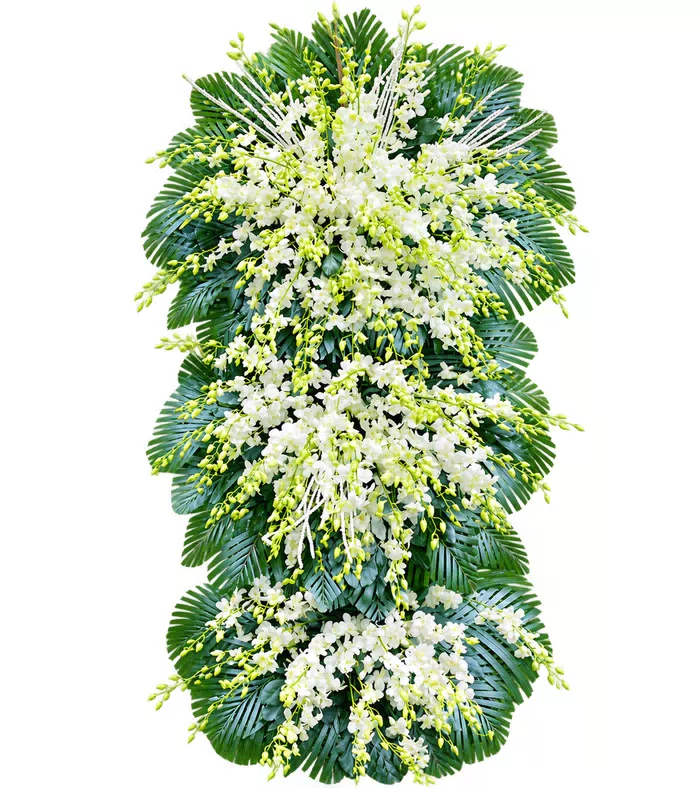 Kệ hoa viếng trắng xanh