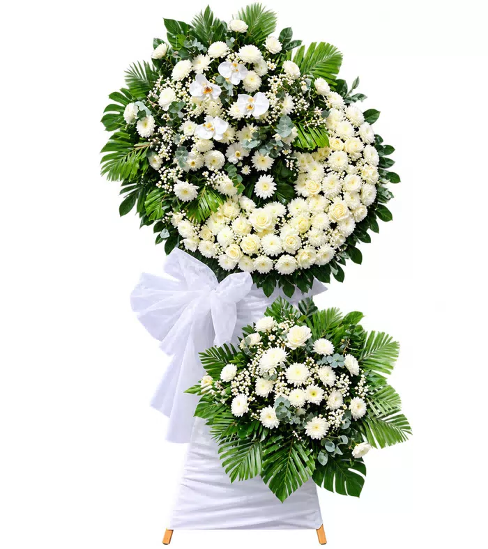 Kệ hoa viếng cúc trắng