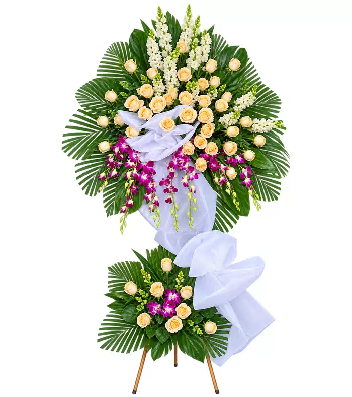 Kệ hoa viếng hồng phấn tím