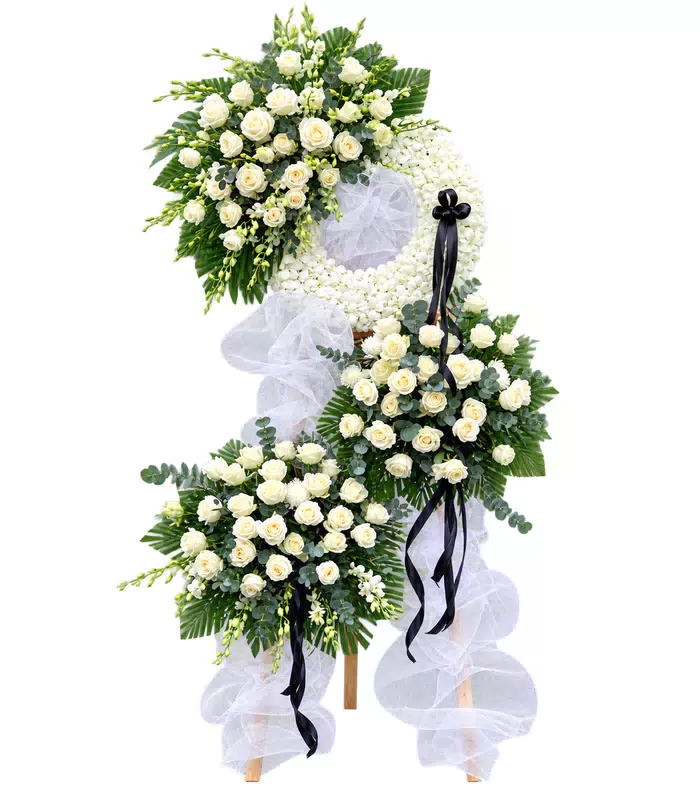 Kệ hoa viếng hồng trắng