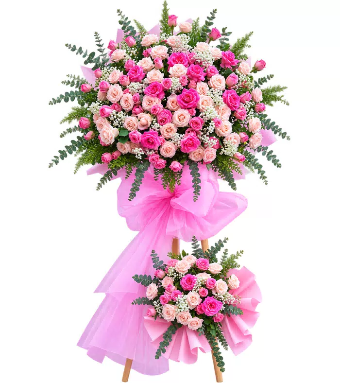 Kệ hoa hồng phấn hai tầng