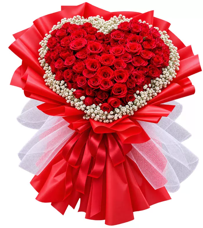 Bó hồng trái tim giấy đỏ