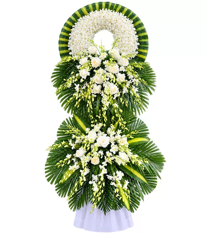 Kệ hoa viếng trắng xanh