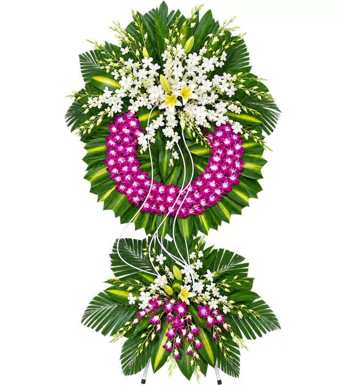 Kệ hoa viếng trắng tím