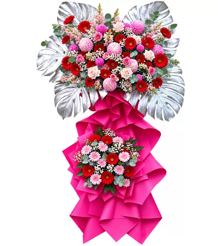 Kệ hoa đỏ hồng hai tầng