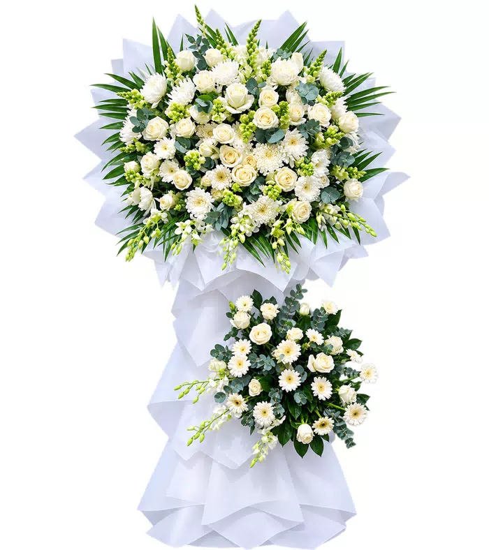 Kệ hoa viếng hồng trắng