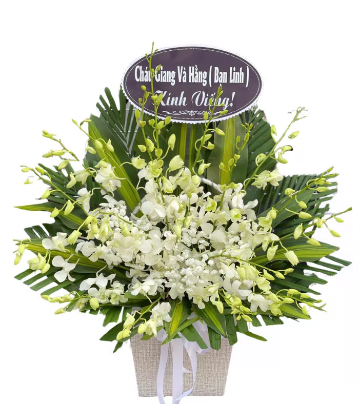 Giỏ hoa viếng trắng xanh