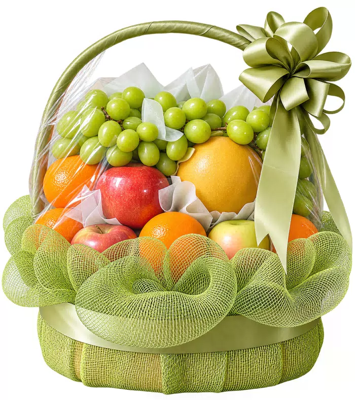 Giỏ trái cây nơ xanh