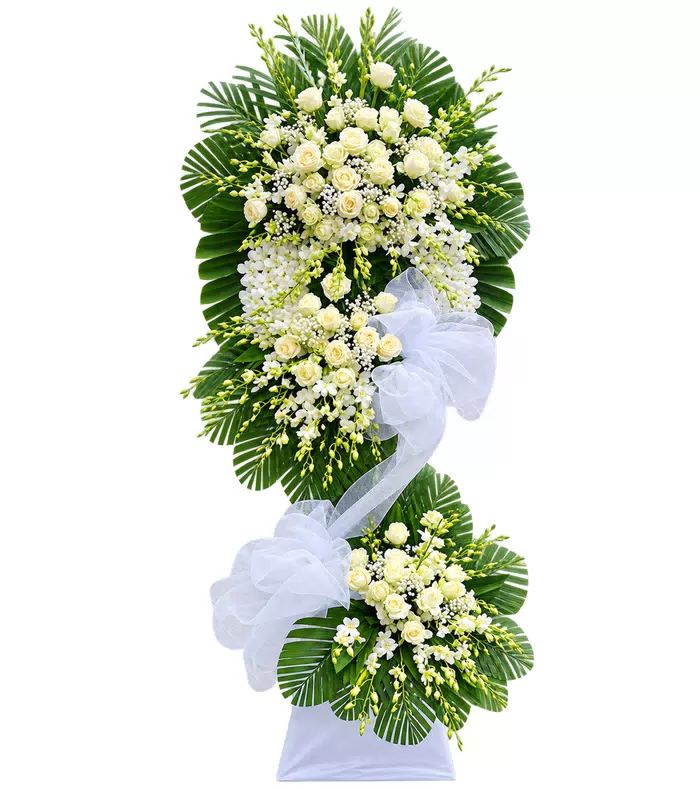 Kệ hoa viếng hồng trắng