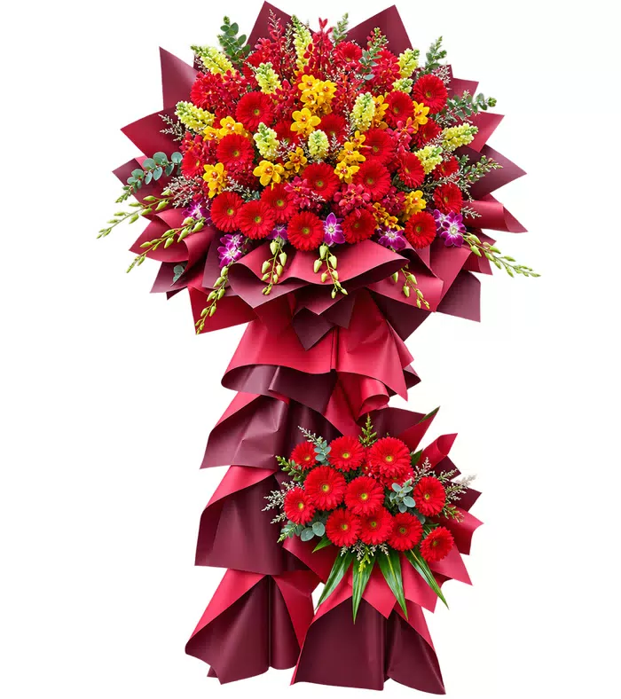 Kệ hoa đỏ hai tầng