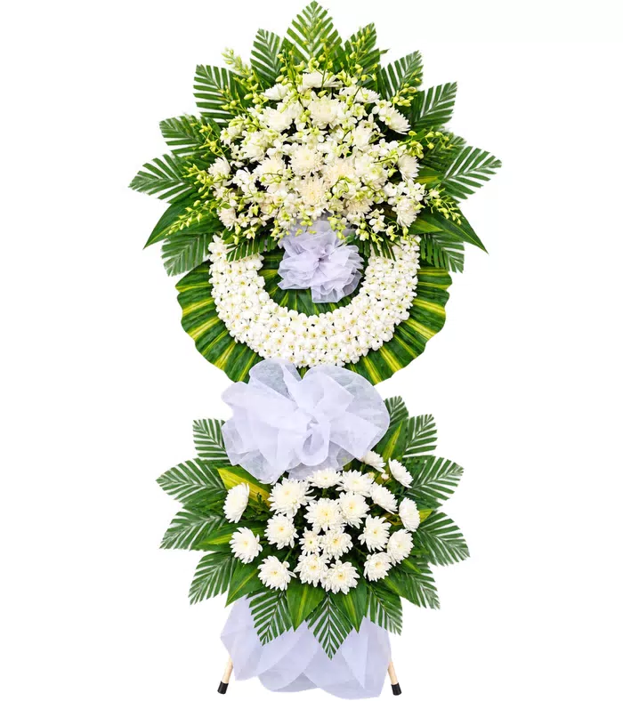 Kệ hoa viếng trắng xanh