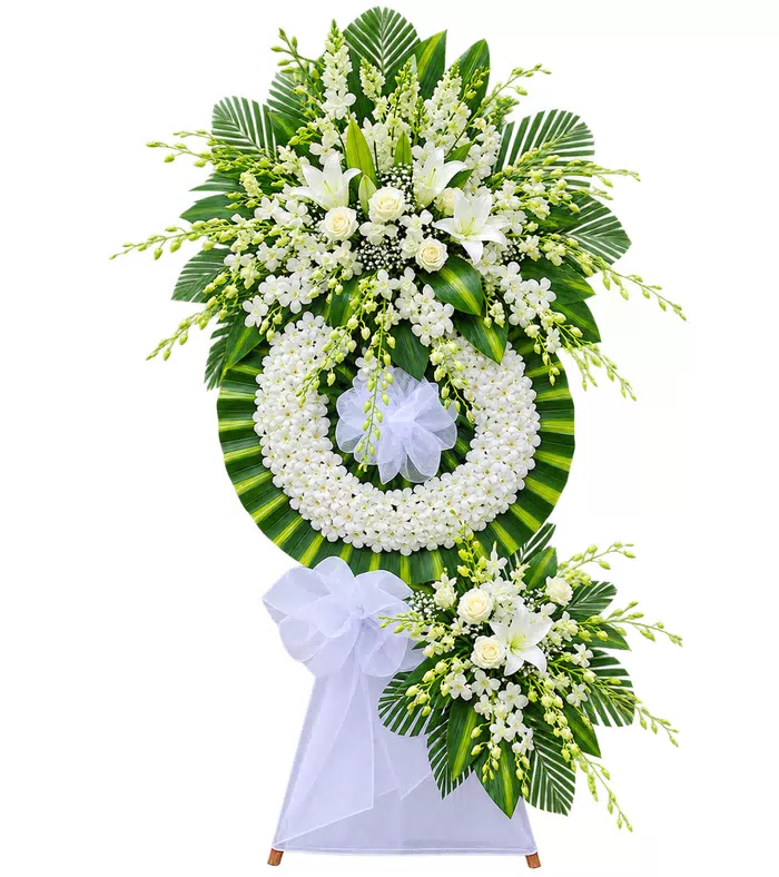 Kệ hoa viếng trắng xanh