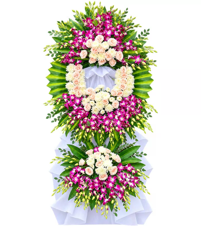 Kệ hoa viếng trắng tím