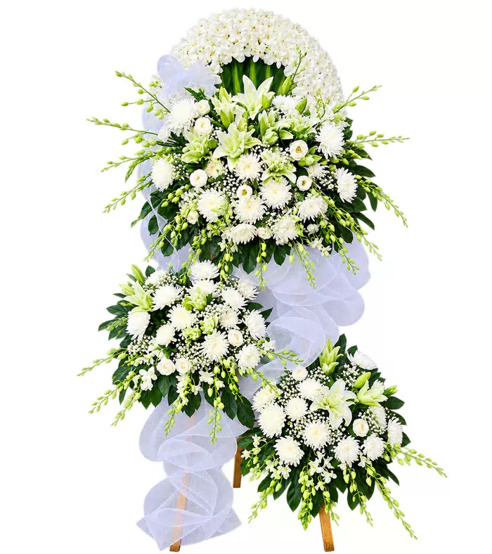Kệ hoa viếng trắng xanh
