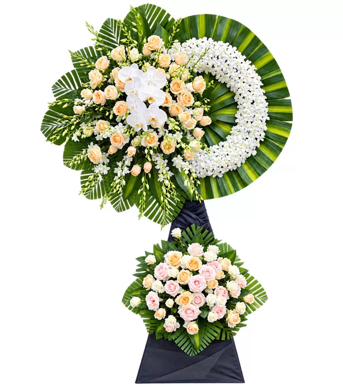 Kệ hoa viếng hồng kem