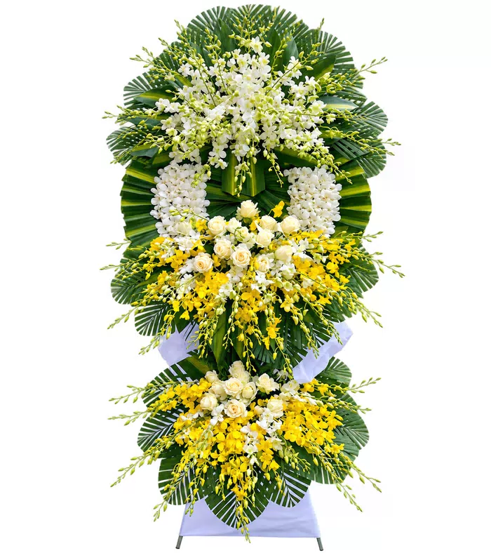 Kệ hoa viếng trắng vàng