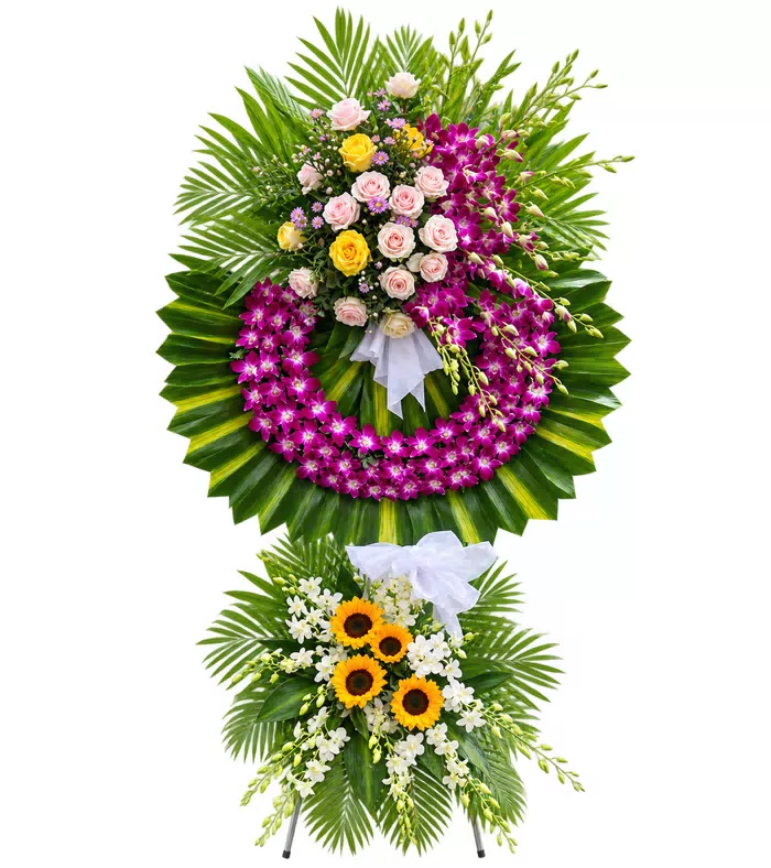 Kệ hoa viếng hồng phấn tím