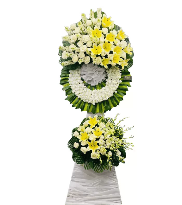 Kệ hoa viếng trắng vàng