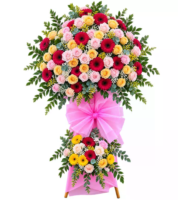 Kệ hoa hồng phấn hai tầng