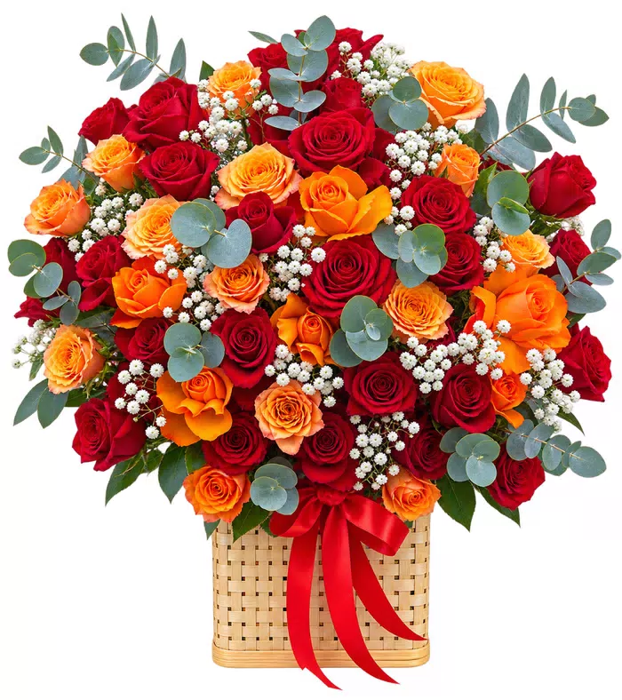 Giỏ hồng đỏ cam