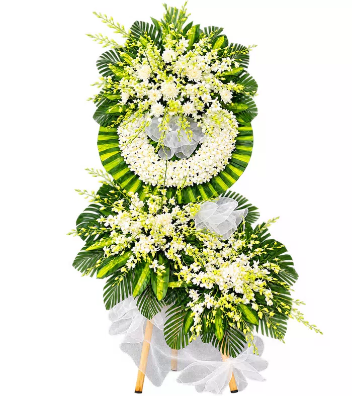 Kệ hoa viếng trắng xanh
