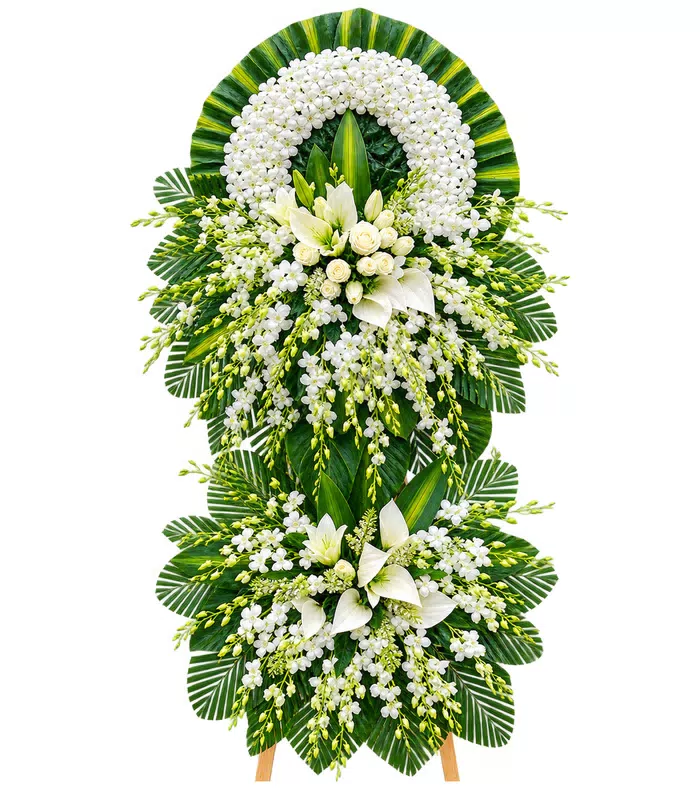 Kệ hoa viếng ly trắng