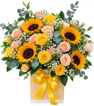 Hộp hướng dương hồng vàng