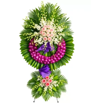 Kệ hoa viếng hồng phấn tím