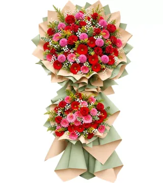 Kệ hoa hồng đỏ hai tầng
