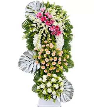 Kệ hoa viếng hồng trắng