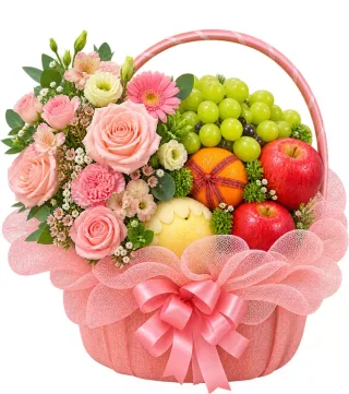 Giỏ trái cây hoa hồng phấn