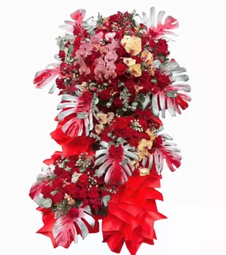 Kệ khai trương đỏ phối hồng