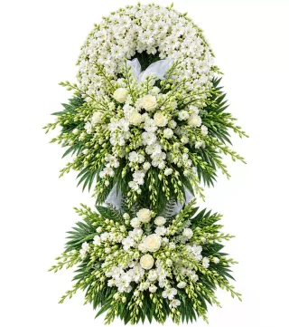 Kệ hoa viếng trắng xanh