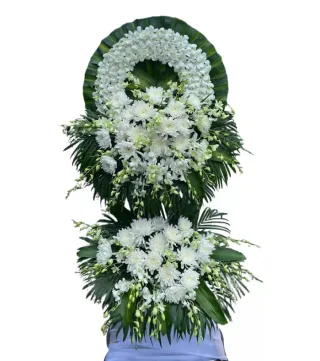 Kệ hoa viếng trắng xanh