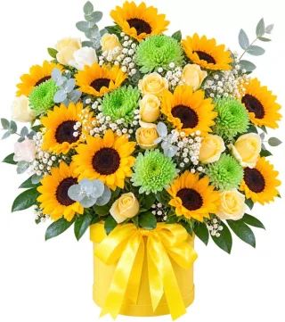 Giỏ hướng dương cúc xanh
