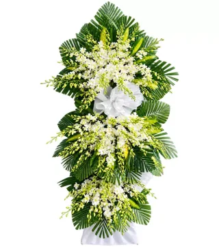 Kệ hoa viếng trắng xanh