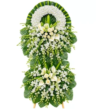 Kệ hoa viếng hồng trắng