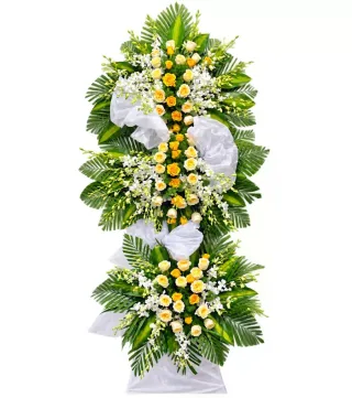 Kệ hoa viếng trắng vàng