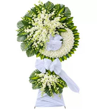 Kệ hoa viếng trắng xanh