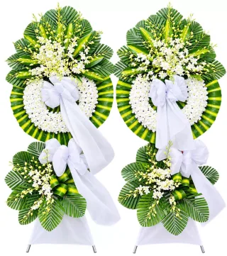 Kệ hoa viếng trắng xanh