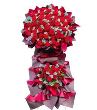 Kệ khai trương đỏ phối hồng