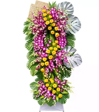 Kệ hoa viếng tím vàng