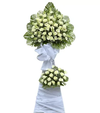 Kệ hoa viếng trắng xanh