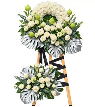Kệ hoa viếng trắng lá bạc