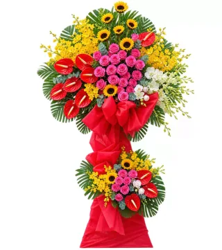 Kệ hoa vàng hồng hai tầng