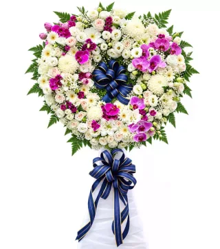 Kệ vòng hoa viếng trắng tím